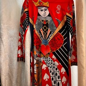 Queen of Hearts Graphic Midi Dress in Red